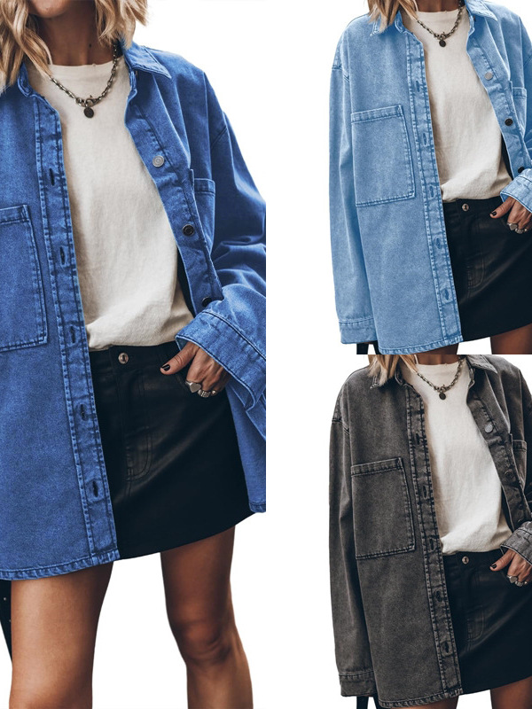 Denim Jacket Vintage - Women's Loose Fit Denim Jacket with