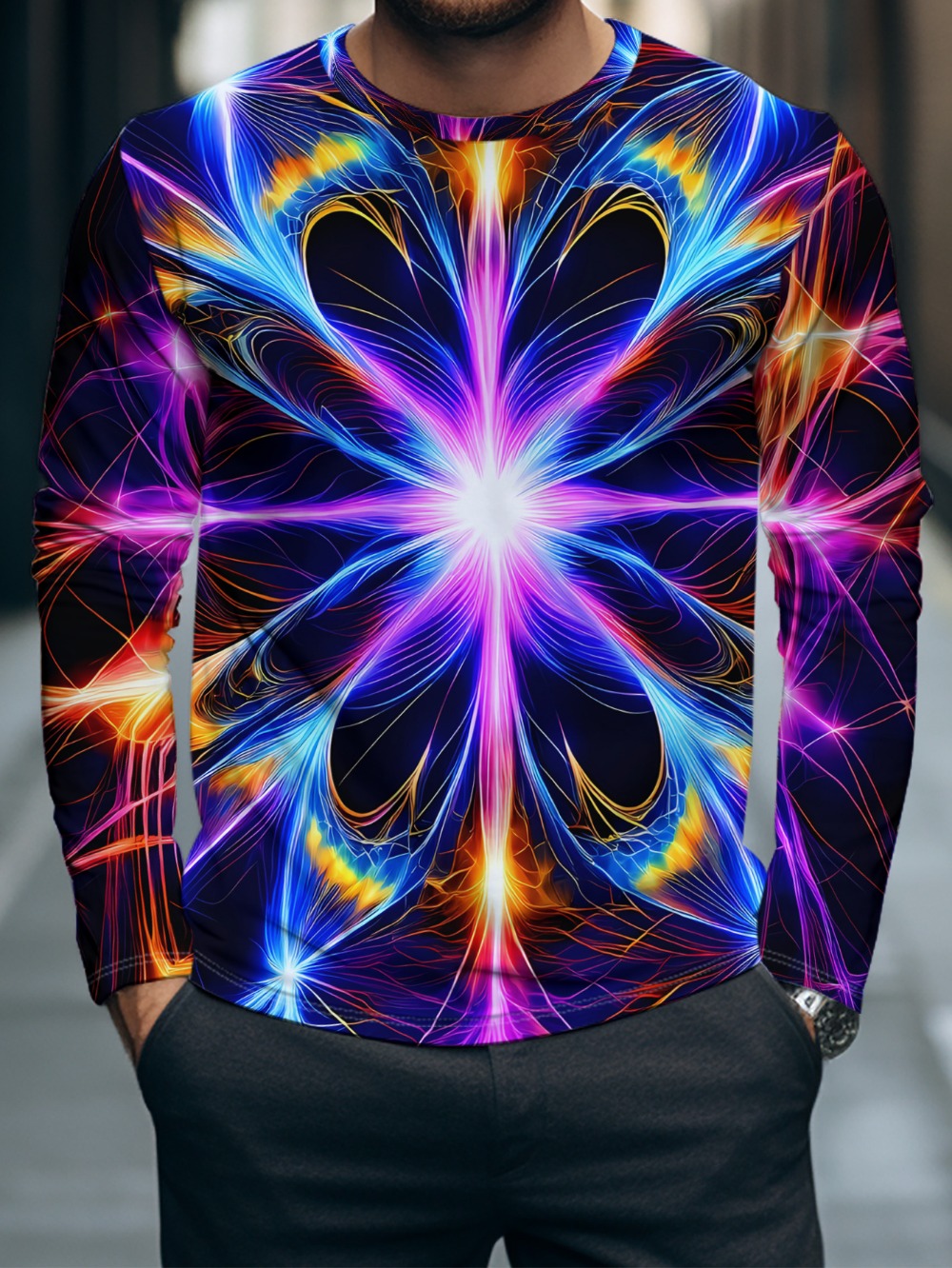 Mens Fashion Top - Cosmic Light Effect Explosion 3D Print