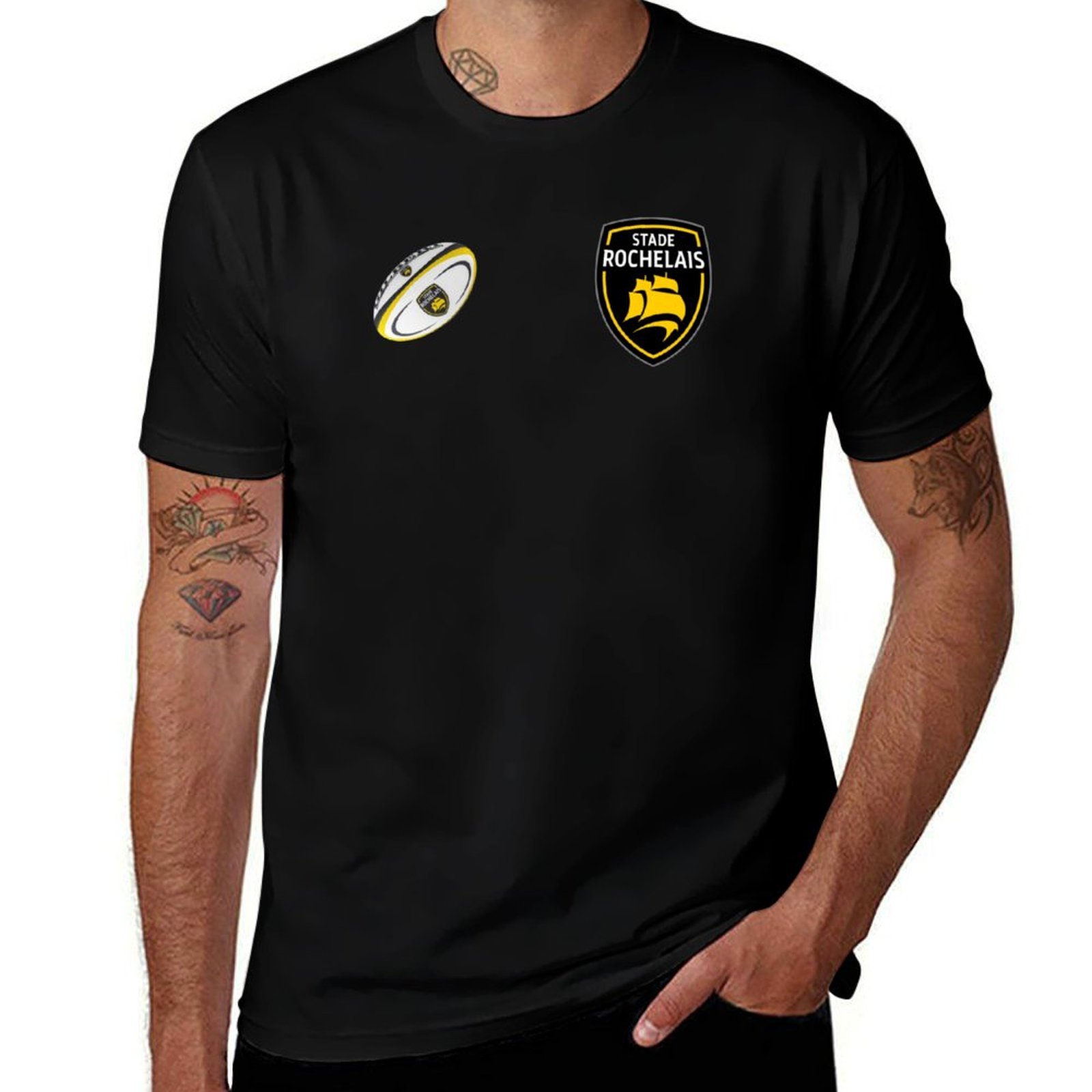 Mens Fashion Rugby Shirts - Stade Rochelais Rugby design T-Shirt Casual
