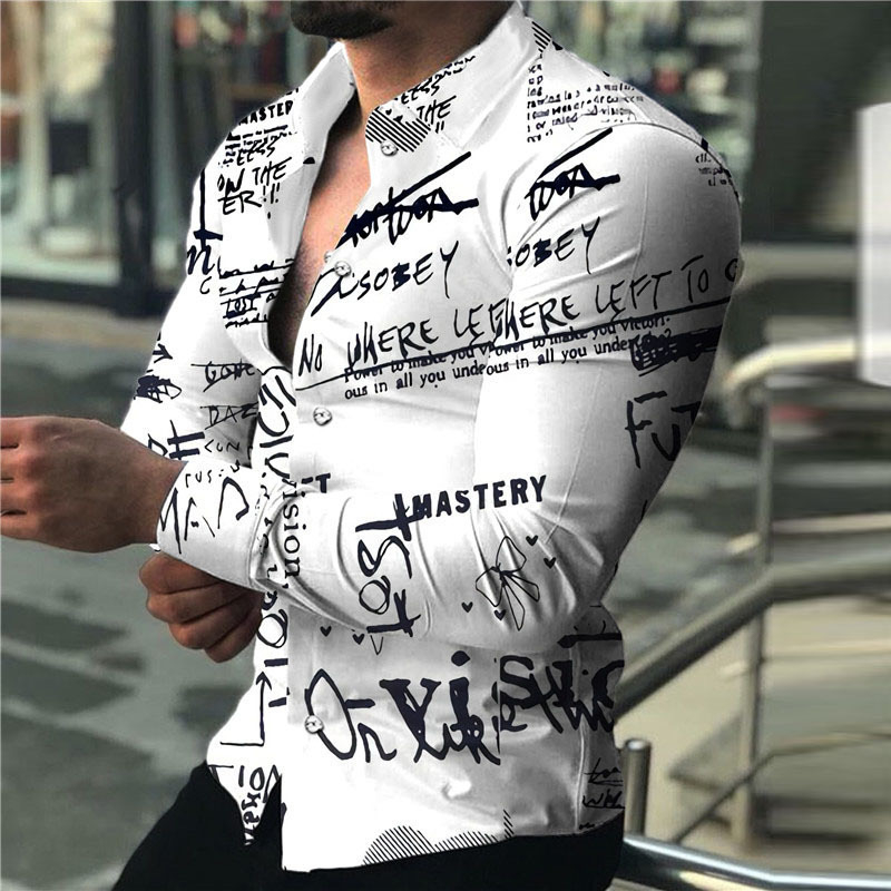 Fashion Mens Shirt - Men's Long-sleeve Shirt with 3D Printed