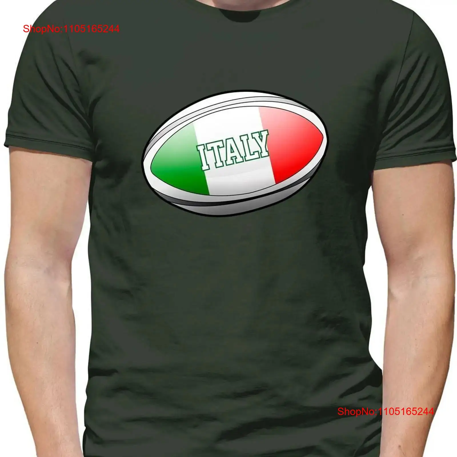 Mens Fashion Rugby Shirts - Italian Flag Rugby Ball Mens T