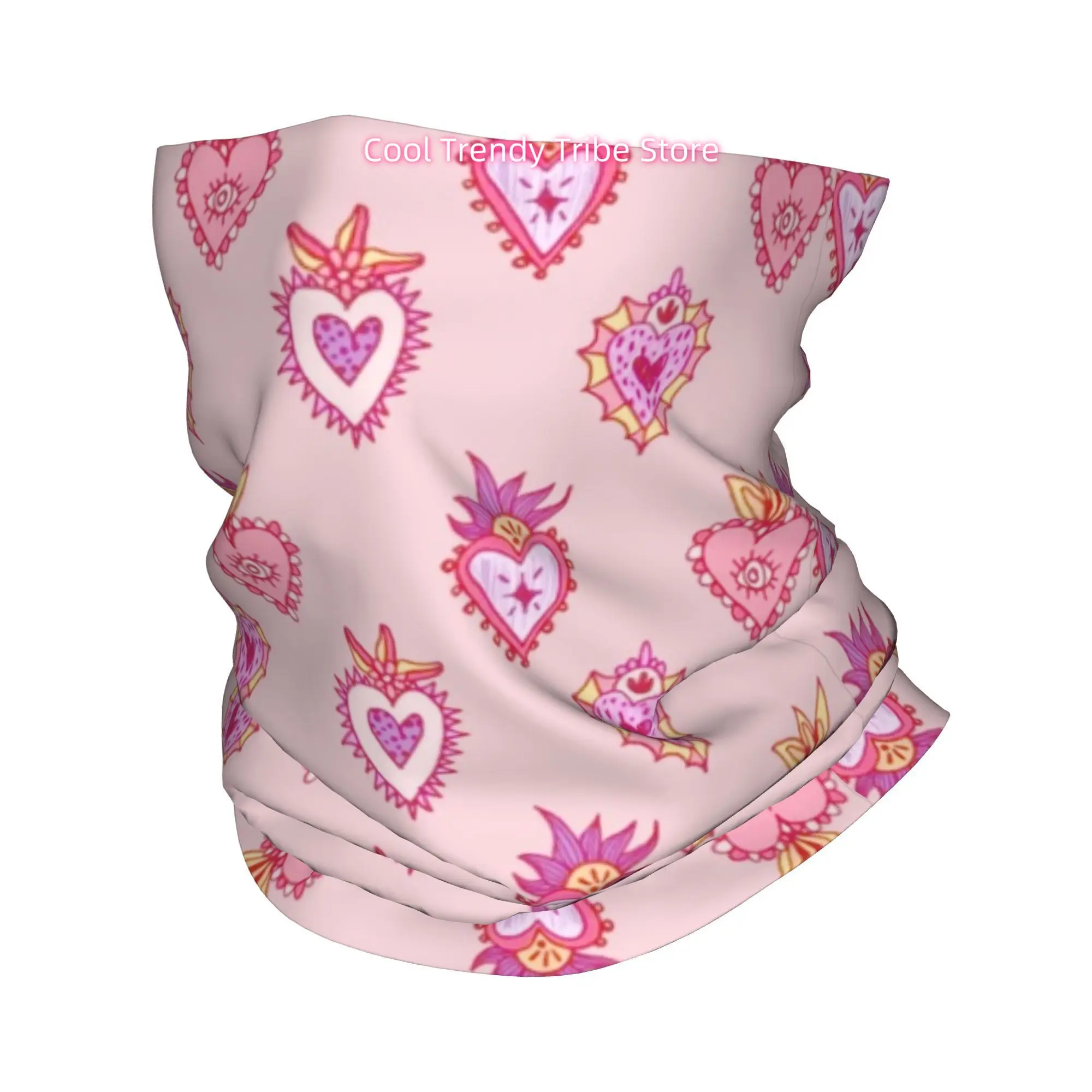 Men'S Fashion Head Scarf - Pink Mexican Sacred Heart Romantic Folk