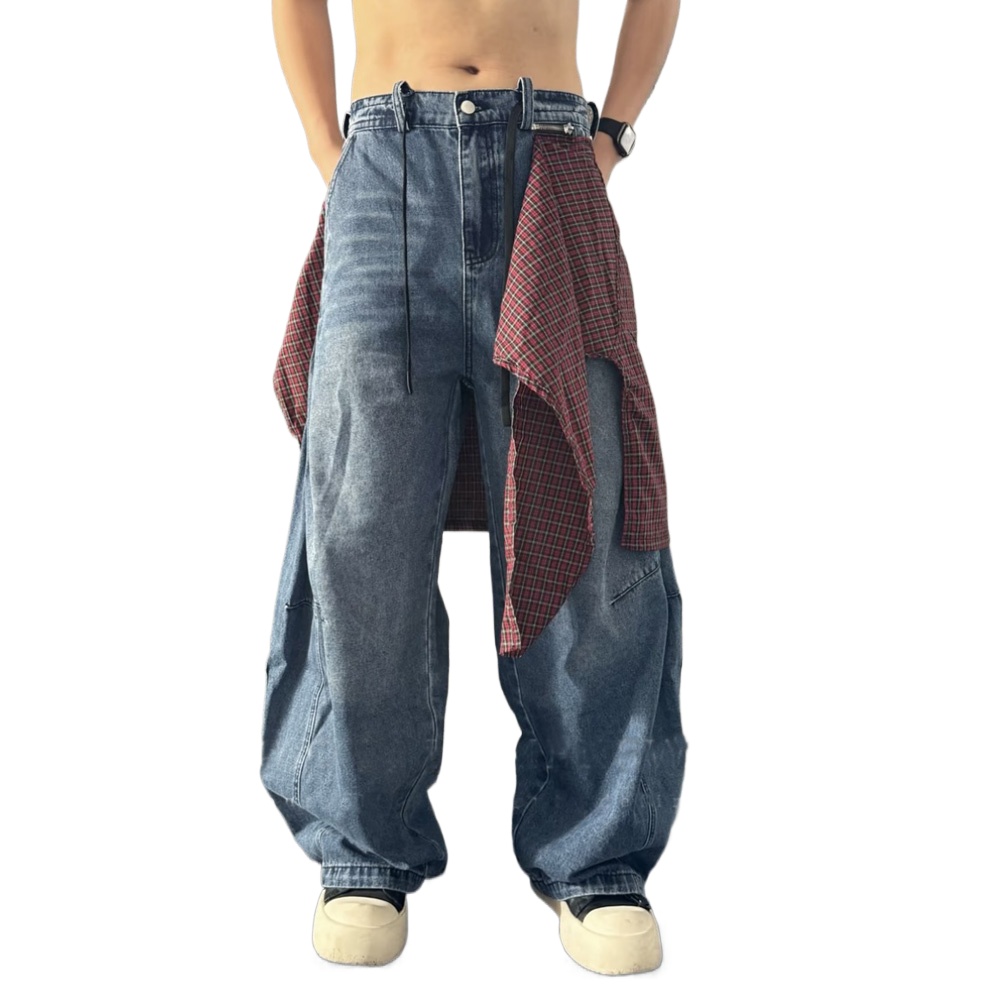 Men'S Fashion With Baggy Jeans - Men Women Removable Plaid Skirt Streetwear