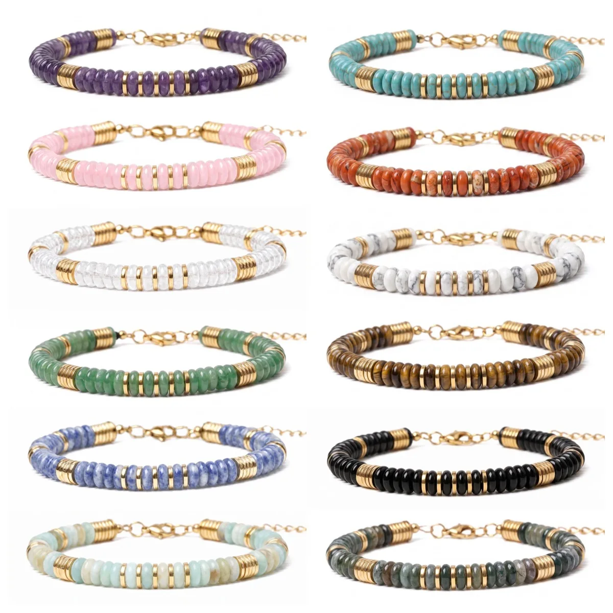 6x3MM Disc Beaded Gemstone Bra - Mens Fashion Discord review and price