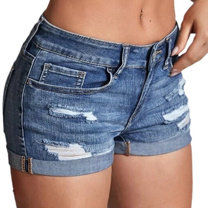 High Waist Washed Denim Shorts - Skinny Jeans Ripped review and price