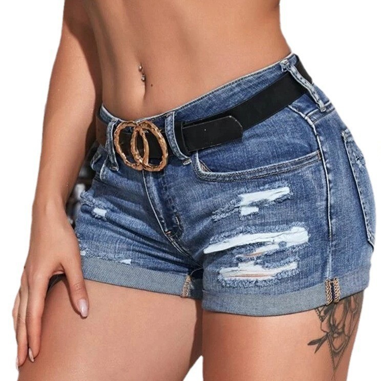 High Waist Washed Denim Shorts - Skinny Jeans Ripped review and price