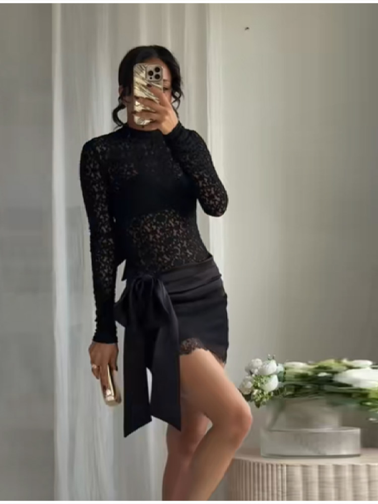 Fashion Black Lace Set Satin B - Mens Fashion Young review and price
