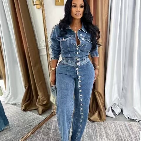 Jeans Suit Women Denim 2 Piece - Denim Jacket Vintage review and price
