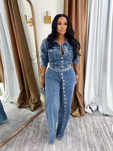 Jeans Suit Women Denim 2 Piece - Denim Jacket Vintage review and price