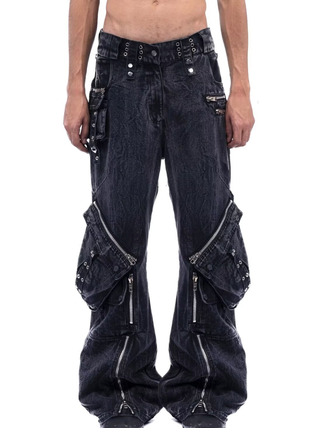 Y2K Black Gothic Punk Multi-Po - Men'S Fashion With Baggy Jeans review and price