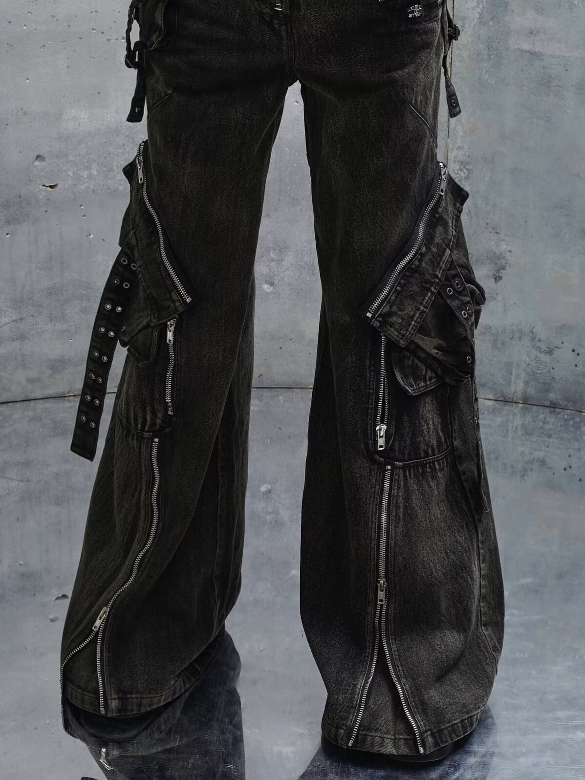 Y2K Black Gothic Punk Multi-Po - Men'S Fashion With Baggy Jeans review and price