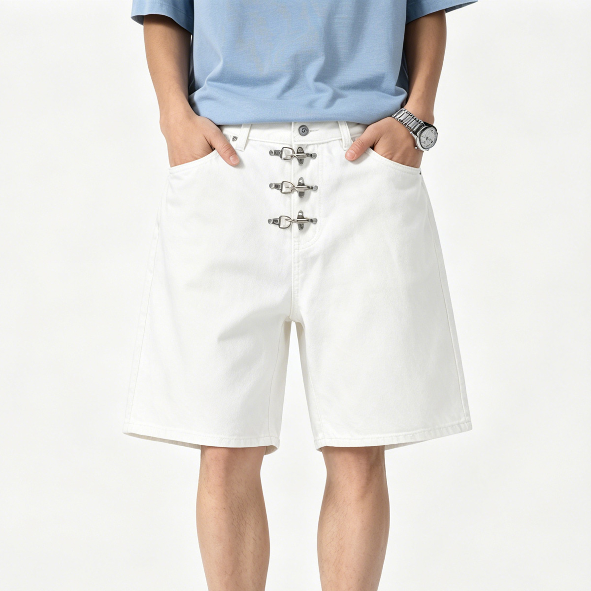 Metal Buckle Short Baggy Jeans - Men'S Fashion With Baggy Jeans review and price