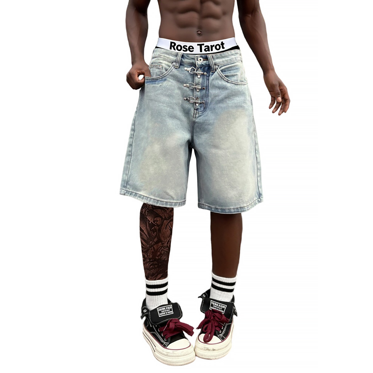 Metal Buckle Short Baggy Jeans - Men'S Fashion With Baggy Jeans review and price