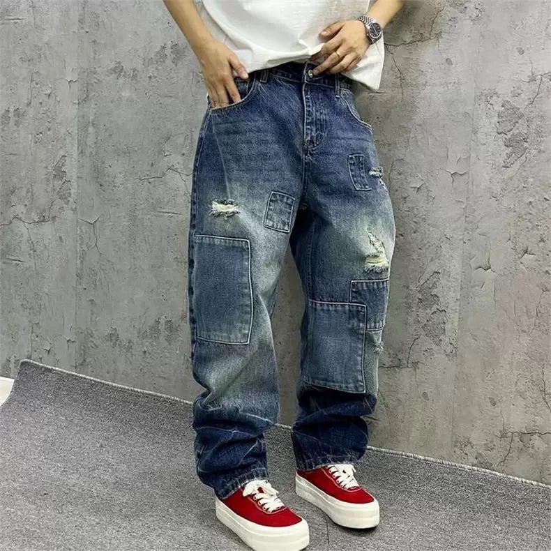 Brand Splicing Jeans Autumn Fa - Men'S Fashion With Baggy Jeans review and price