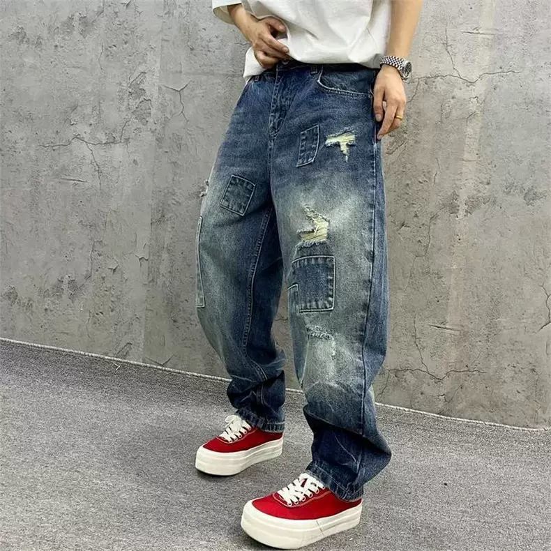 Brand Splicing Jeans Autumn Fa - Men'S Fashion With Baggy Jeans review and price