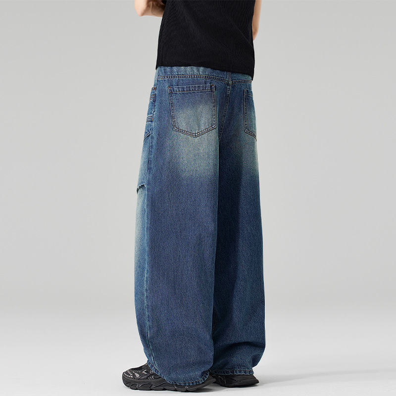 Men's Blue Spliced Casual Tren - Men'S Fashion With Baggy Jeans review and price
