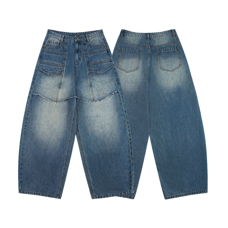 Men's Blue Spliced Casual Tren - Men'S Fashion With Baggy Jeans review and price
