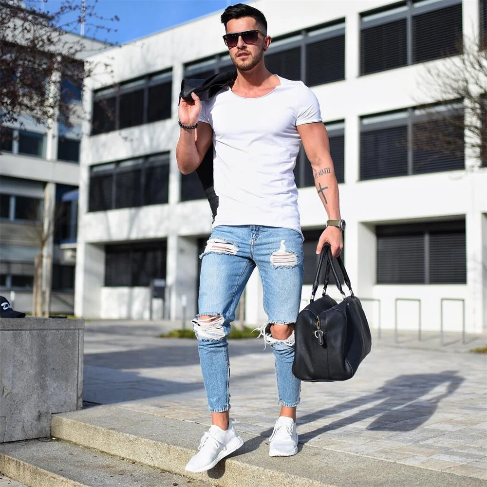 Streetwear Men's Stretch Jeans - Skinny Jeans Ripped review and price
