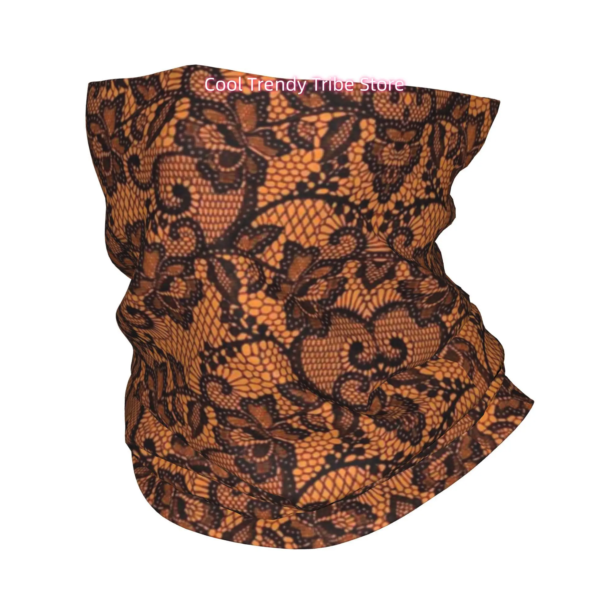 Orange Black Lace Floral Gothi - Men'S Fashion Head Scarf review and price