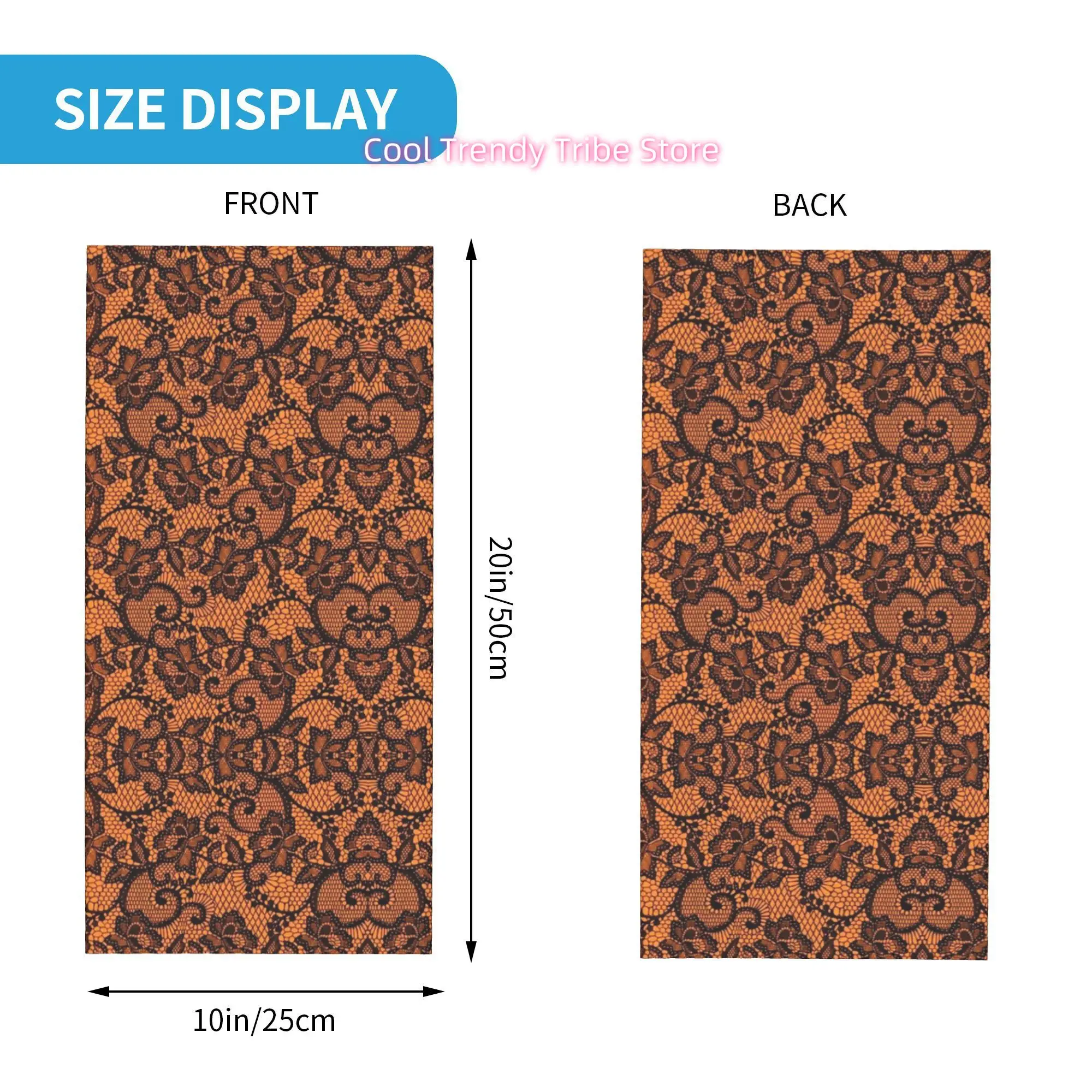 Orange Black Lace Floral Gothi - Men'S Fashion Head Scarf review and price