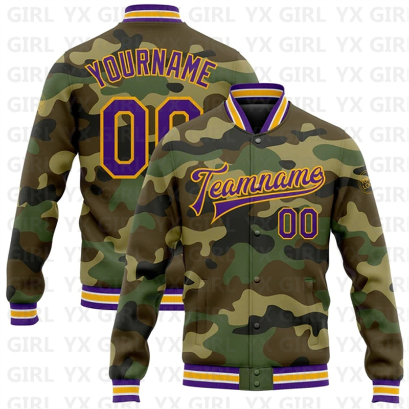 Custom Camo Purple-Gold Full-S - Varsity Jacket Letterman review and price
