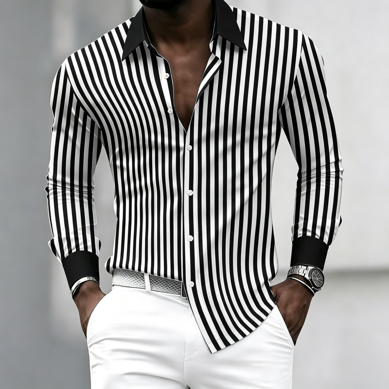Men's long-sleeved collared sh - Fashion Mens Shirt review and price