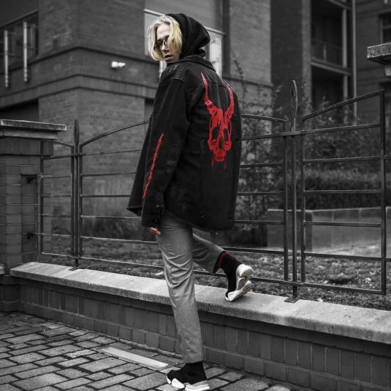 Skull Printing Denim Jacket Me - Denim Jacket Vintage review and price