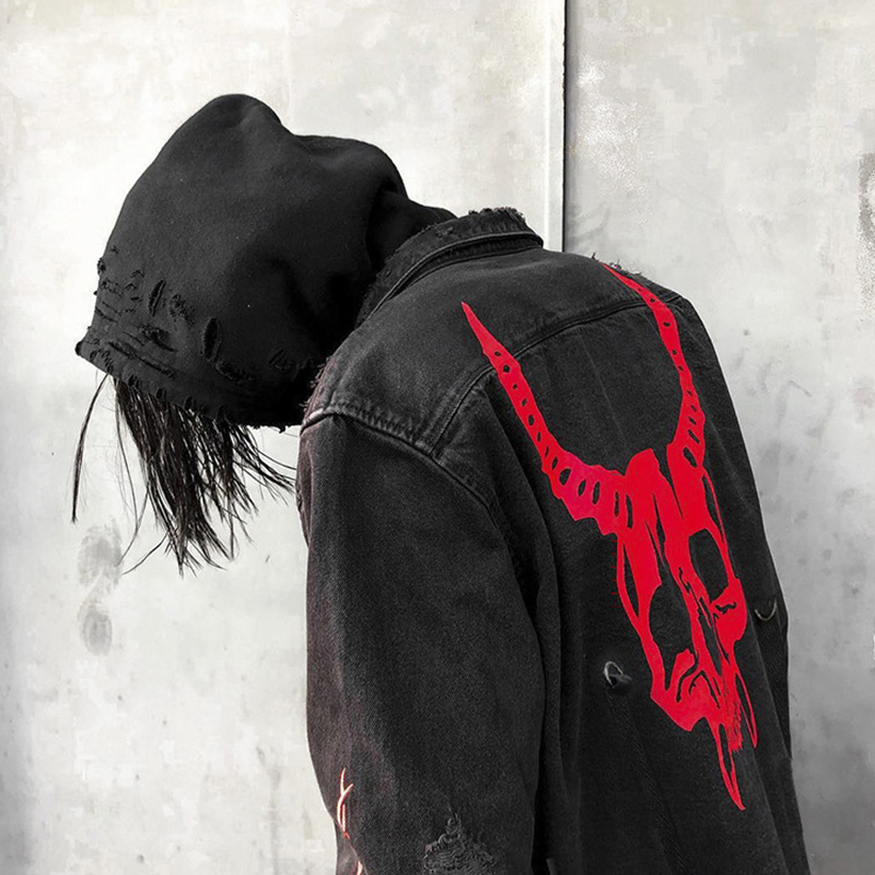 Skull Printing Denim Jacket Me - Denim Jacket Vintage review and price