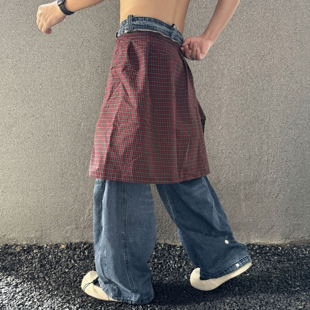 Men Women Removable Plaid Skir - Men'S Fashion With Baggy Jeans review and price